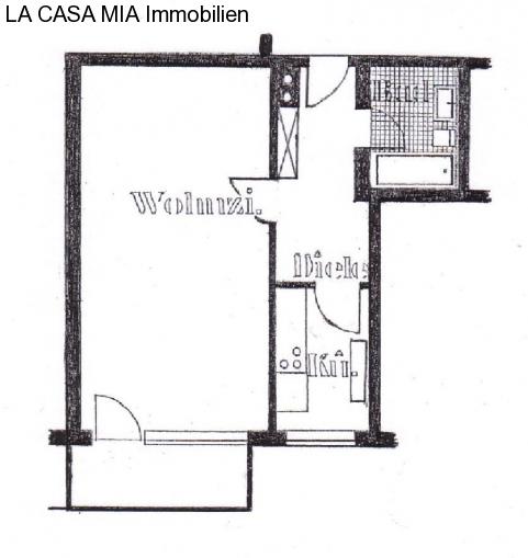 Schöne 1 - Zimmer Wohnung (Südlage) mit Einbauküche zu vermieten 